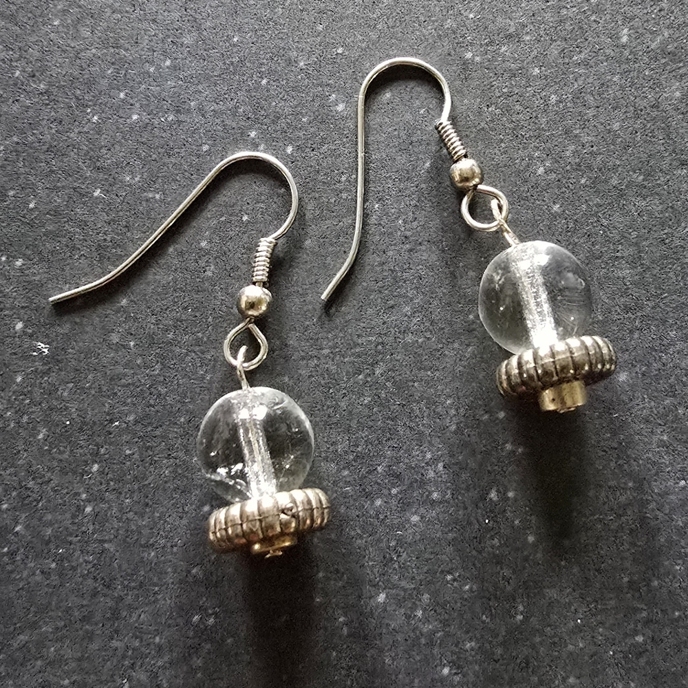 Magical Crystal BALL Glass Bead HANDMADE Earrings